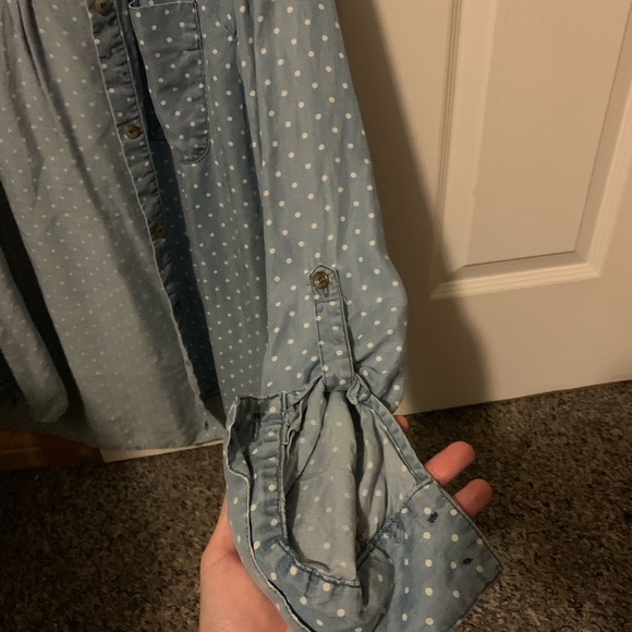 Blue and white polka dot flannel - Picture 3 of 4